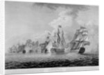 H.M.S. Victory bearing up in order to rake the 'Salvador del Munde', sea fight off Cape St. Vincent in 1797 by Jahleel Brenton