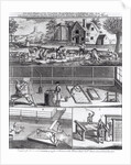 The First Plate of the Woollen Manufacture Exhibiting the Art of Sheep Shearing The Washing The Beating and The Combing of Wool by English School