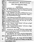 Notices for Chartist Meetings in the 'Midland Counties Illuminator', 15 May 1841 by English School