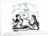 Caricature of Delacroix and Ingres duelling in front of the Institut de France, c.1828 by French School