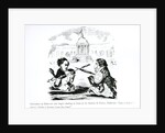 Caricature of Delacroix and Ingres duelling in front of the Institut de France, c.1828 by French School