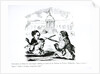 Caricature of Delacroix and Ingres duelling in front of the Institut de France, c.1828 by French School