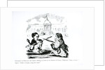 Caricature of Delacroix and Ingres duelling in front of the Institut de France, c.1828 by French School
