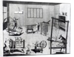 The Second Plate of the Woollen Manufacture Exhibiting the Art of Spinning, Reeling, Warping and Weaving Woollen Cloth by English School