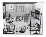 The Second Plate of the Woollen Manufacture Exhibiting the Art of Spinning, Reeling, Warping and Weaving Woollen Cloth by English School
