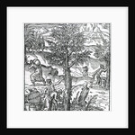 Collecting incense from Pine trees by French School