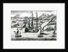 Robinson Crusoe Escaping Cambodia Enters a Port in the North part of China, 1722 by English School