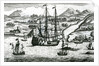 Robinson Crusoe Escaping Cambodia Enters a Port in the North part of China, 1722 by English School