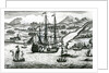 Robinson Crusoe Escaping Cambodia Enters a Port in the North part of China, 1722 by English School