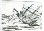 Sailing ship stranded on Iceberg by Theodor de Bry