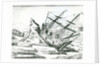 Sailing ship stranded on Iceberg by Theodor de Bry