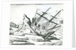 Sailing ship stranded on Iceberg by Theodor de Bry