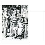 David playing the harp for Saul by Lucas van Leyden