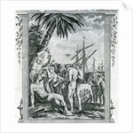 The First Interview of Christopher Columbus with the Natives of America, 1777 by British School