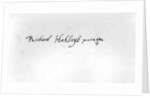 Signature of Richard Hakluyt by Anonymous