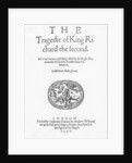 Frontispiece for 'The Tragedy of King Richard the Second', by William Shakespeare, 1598 by English School