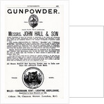 Advertisement for Gunpowder by Messrs. John Hall & Son by English School