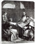 King John refusing to sign Magna Charta when first presented to him, 1215 by English School
