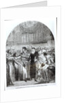 Wycliffe appearing before the Prelates at St. Paul's to answer the charge of heresy in 1377 by English School