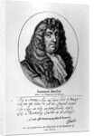 Portrait of Samuel Butler with an sample of his handwriting by Gerard Soest