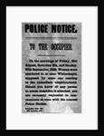 Police Notice to the Occupier Relating to Murders in Whitechapel, 30th September 1888 by English School