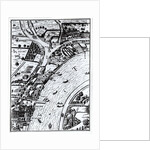 Bird's eye view of the River Thames and the surrounding area by English School