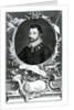 Portrait of Sir Francis Drake engraved by Jacobus Houbraken by English School