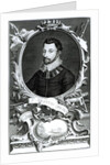 Portrait of Sir Francis Drake engraved by Jacobus Houbraken by English School