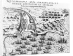 Plan Showing how Francis Drake Stormed and Held the Island of San Jacob by English School