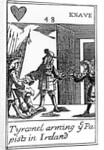 Tyrconnel Arming the Papists in Ireland, anti-catholic playing card commemorating the Glorious Revolution of 1688 by English School