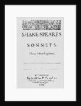 Title-page of Shakespeare's Sonnets, 1609 by English School