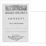 Title-page of Shakespeare's Sonnets, 1609 by English School