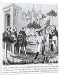 John de Mandeville taking leave of King Edward III before his departure by French School