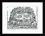 The Canterbury Pilgrims sitting down for a shared meal by English School