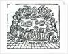 The Canterbury Pilgrims sitting down for a shared meal by English School
