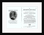 A remonstrance by the Levellers to the House of Commons regarding the imprisonment of their leader John Lilburne published 1646 by English School