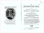 A remonstrance by the Levellers to the House of Commons regarding the imprisonment of their leader John Lilburne published 1646 by English School