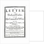 Letter to Lord Fairfax from Gerrard Winstanley on behalf of the Diggers at St. George Hill, Surrey, printed 1649 by English School