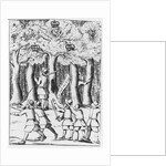 King Charles II hiding in an oak tree at Boscobel after his defeat at the Battle of Worcester in 1651. by English School