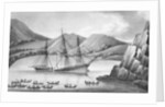 Brig Jane and Cutter Beaufoy passing through a chain of Ice Islands, 1826 by Weddell Weddell