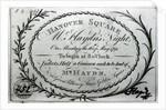 Ticket to 'Mr. Haydn's Night' in Hanover Square, 16th May 1791 by English School