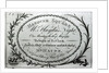 Ticket to 'Mr. Haydn's Night' in Hanover Square, 16th May 1791 by English School