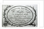 Ticket to 'Mr. Haydn's Night' in Hanover Square, 16th May 1791 by English School