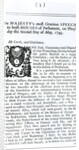 Royal Speech to both Houses of Parliament, 2nd May 1745 by English School
