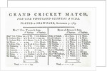 Result of first cricket match played in Scotland, 1785 by English School