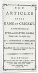 Titlepage of 'New Articles of the Game of Cricket', 1774 by English School