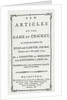 Titlepage of 'New Articles of the Game of Cricket', 1774 by English School