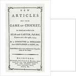 Titlepage of 'New Articles of the Game of Cricket', 1774 by English School