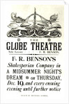Poster advertising 'A Midsummer Night's Dream' by William Shakespeare performed by F.R Benson's Shakespearean Company at the Globe theatre, c.1890 by English School