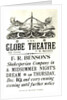Poster advertising 'A Midsummer Night's Dream' by William Shakespeare performed by F.R Benson's Shakespearean Company at the Globe theatre, c.1890 by English School